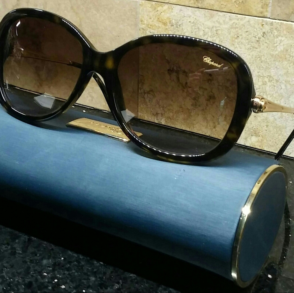 CHOPARD SCH090S 722 Brown&Gold Crystal Sunglasses